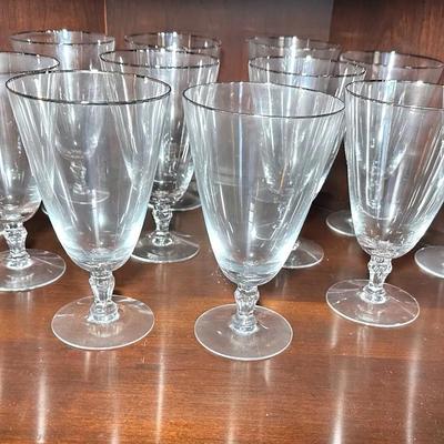 39 Pc Silver Rimmed Stemware