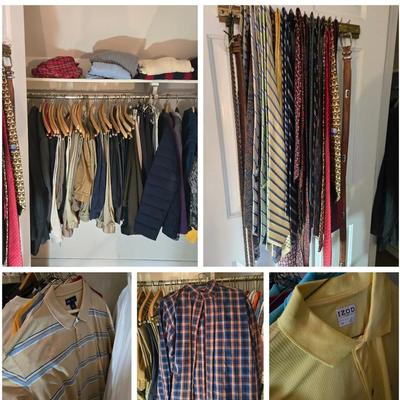 Men's Closet Clothing Lot: Izod, Golf Shirts, Ties