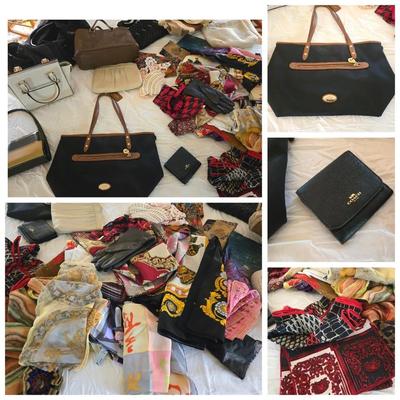 Designer Handbags, Coach Tote, Scarves, Purses, & Gloves 