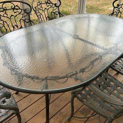 Heavy Cast Aluminum Porch Dining Set- Table & 6 Chairs 