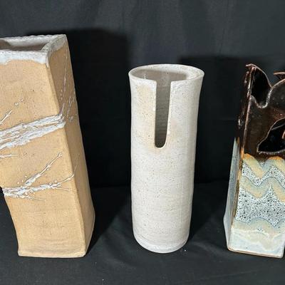 3 Ceramic Ikebana Vessels 