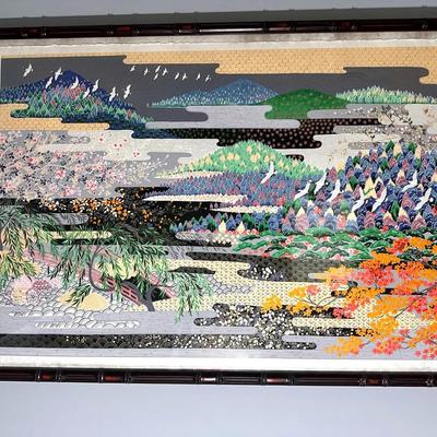 Japanese Framed Sogara Yuzen Paper Art 