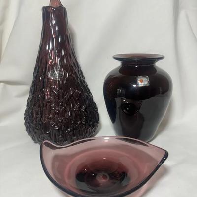 Blenko Purple Glass Pieces