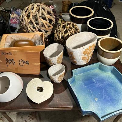 Group Of Ceramic, Pottery, Ikebana Vessels, Crockery 