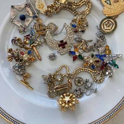 Loads of cool Masonic jewelry.