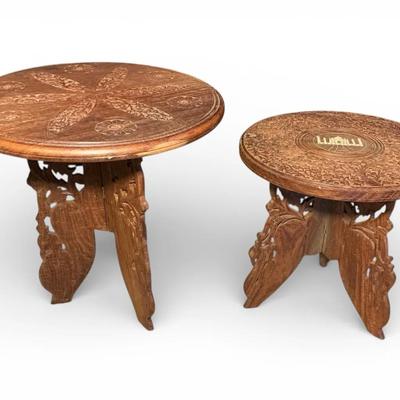 Indian Carved / Inlaid Small Tables (Largest 15 x 15)