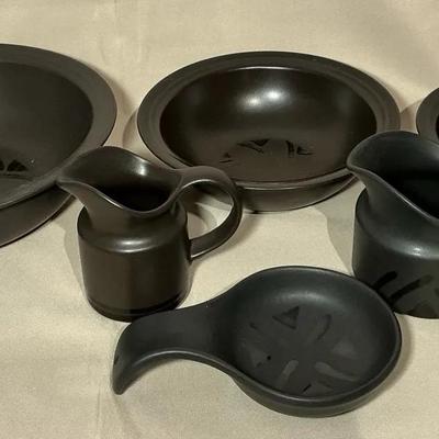 Pfaltzgraff Midnight Sun Serving Bowls, Creamers, & Spoon Rest