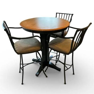 Canadel High Top Table & 3 Swivel Chair Back Stools