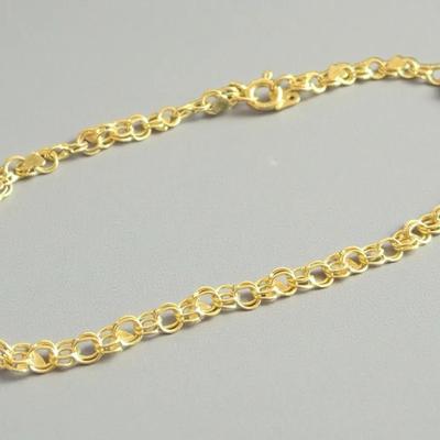 14k Circle Link Heart Bracelet (Sharp Edges - Likely Scrap) (6 Inch) (1.89 Grams)