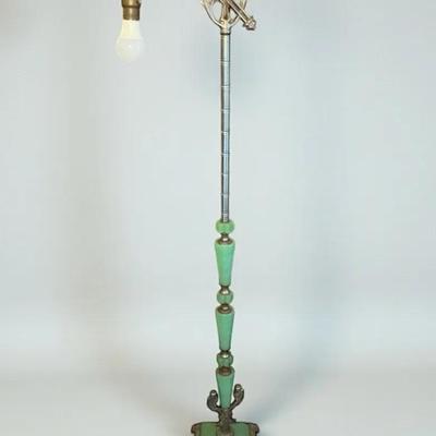 Art Deco Jadeite Floor Lamp (No Power Switch)