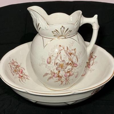 Mercer Antique Floral Wash Pitcher & Basin