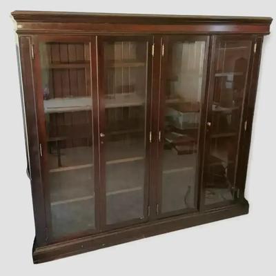 Dark-Wood Double Bookcase 