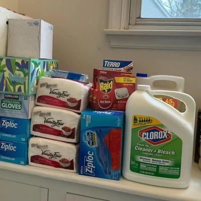 Household Cleaning Ziplock, Napkin, Clorox, And Hand Soap 