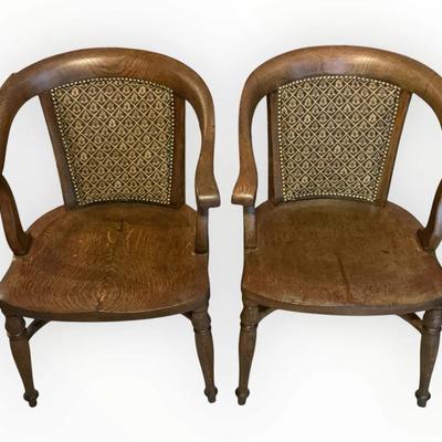 Two Upholstered Back Wooden Chairs 