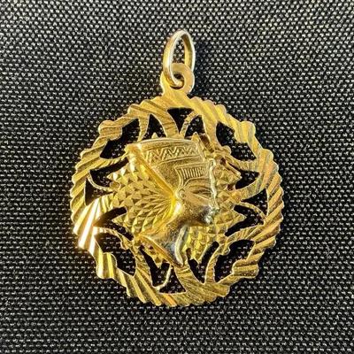 14k Gold Two Sided Nefertiti Themis Goddess Pendant (4 Grams)