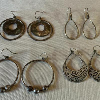 Set Of 4 Silpada Silver Earrings 