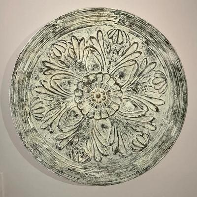 Whitewashed Solid Wood Embossed Wall Decor28"diameter