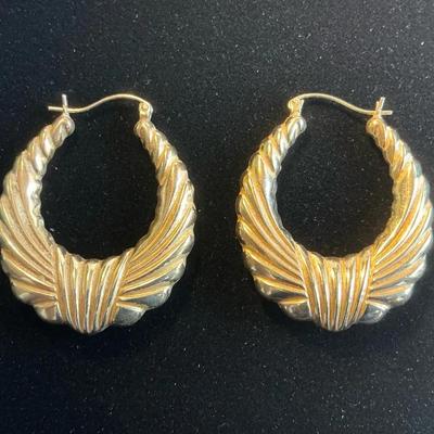 14k Gold Vintage Hoop Earrings (6.86 Grams)