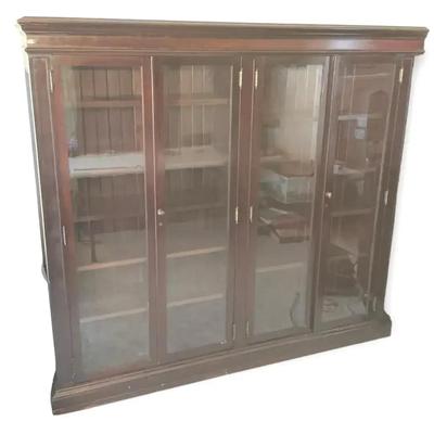 Dark-Wood Double Bookcase 