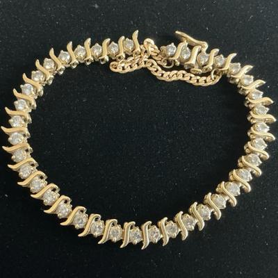 14k Gold S Link 38 Diamond Tennis Bracelet (Broken Clasp) (14.5 Grams)