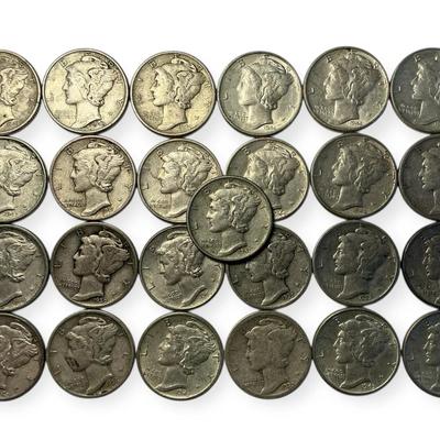 Mercury Silver Dimes (25 Count)