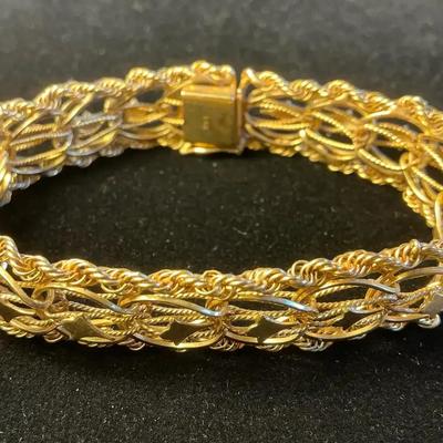 14k Gold Rope Chain Design Link Bracelet (7 Inch) (19.1 Grams)