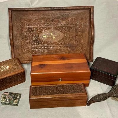 Wood & Abalone Boxes, Horn Brush