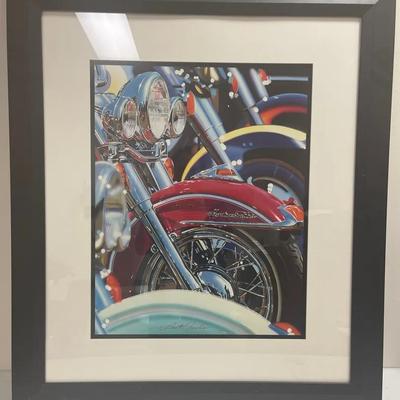 Harley Davidson Heritage Softail (Red) Framed Poster 