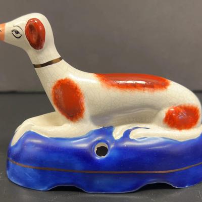 Antique Staffordshire Dog Inkwell