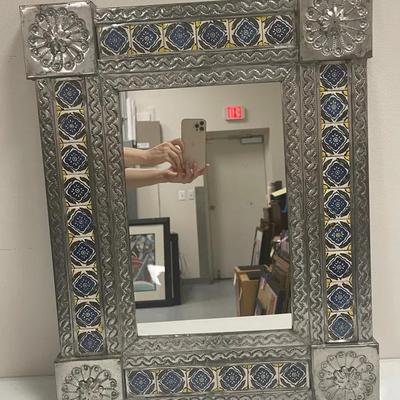 Punched Tin & Tile Mexican Wall Mirror
