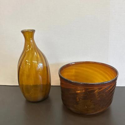 Vintage Amber Art Glass