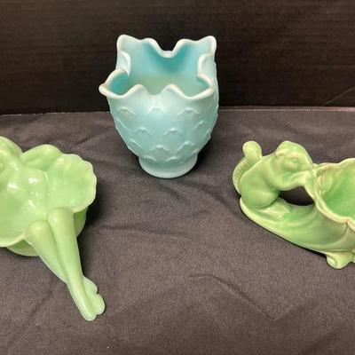 Vintage Blue And Green Glass Pieces (3)