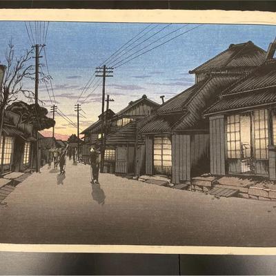 Vintage Isiwata Koitsu Japanese Wood Block Print "Dusk"
