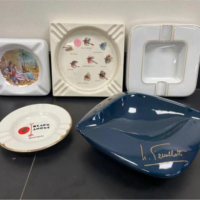 Collection Of 5 Vintage Ashtrays