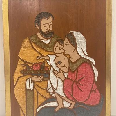 Wood Carved “Holy Family”, Mid-Century 