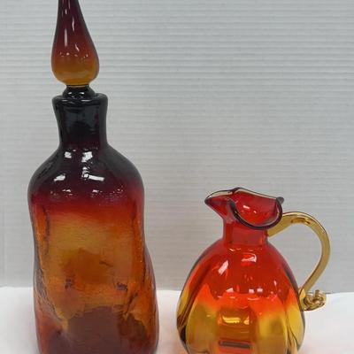 Blenko Decanter And Pitcher