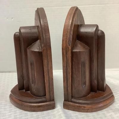 Pair Of Carved Wood Bookends