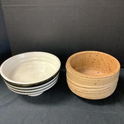 Rustic Ceramic Footed Bowls (2)