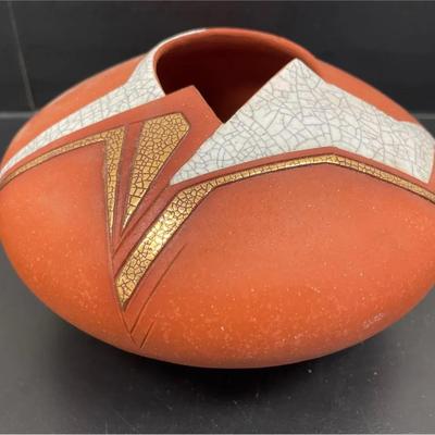 Terry Habeger Terracotta With Glaze Vase