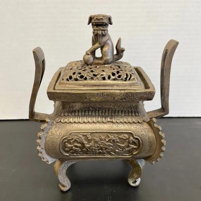Antique 19th Century Chinese Copper Foo Dog Lu Censer