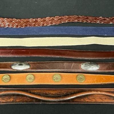 Vintage Assorted Leather And Fabric Belts 