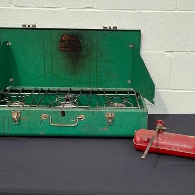Coleman 426D Vintage Three-Burner Camping Stove & Fuel Tank