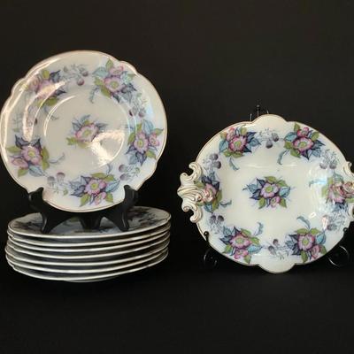 Antique China Plates & Pedestal Serving Dish