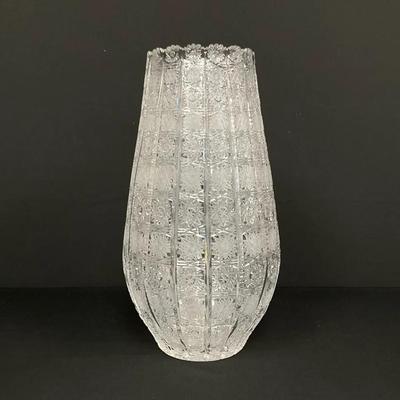 Large Czech Bohemian Cut Crystal Vase