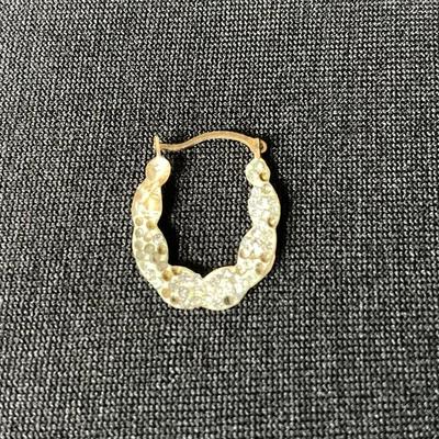 8k Gold Hoop Earring With Clear Rhinestones