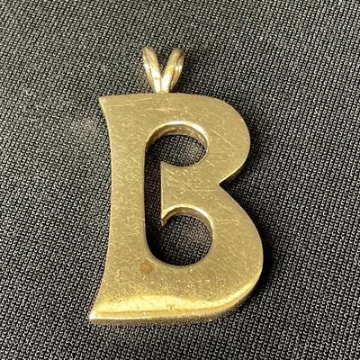 14K Solid Gold “B” Pendant