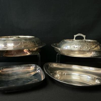 Silver Plated Covered Serving Dishes 