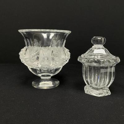 Lalique And Baccarat Crystal Vase And Jam Jar