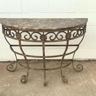 Half Moon Granite And Metal Table 