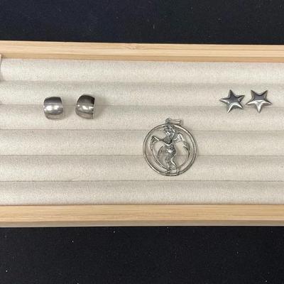 Sterling Silver Earrings & Pendant